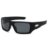 Black vintage rectangle sunglasses with silver accents shown against a white background.