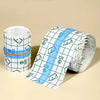 Rolls of transparent self-adhesive tape with a white and blue pattern for finger protection