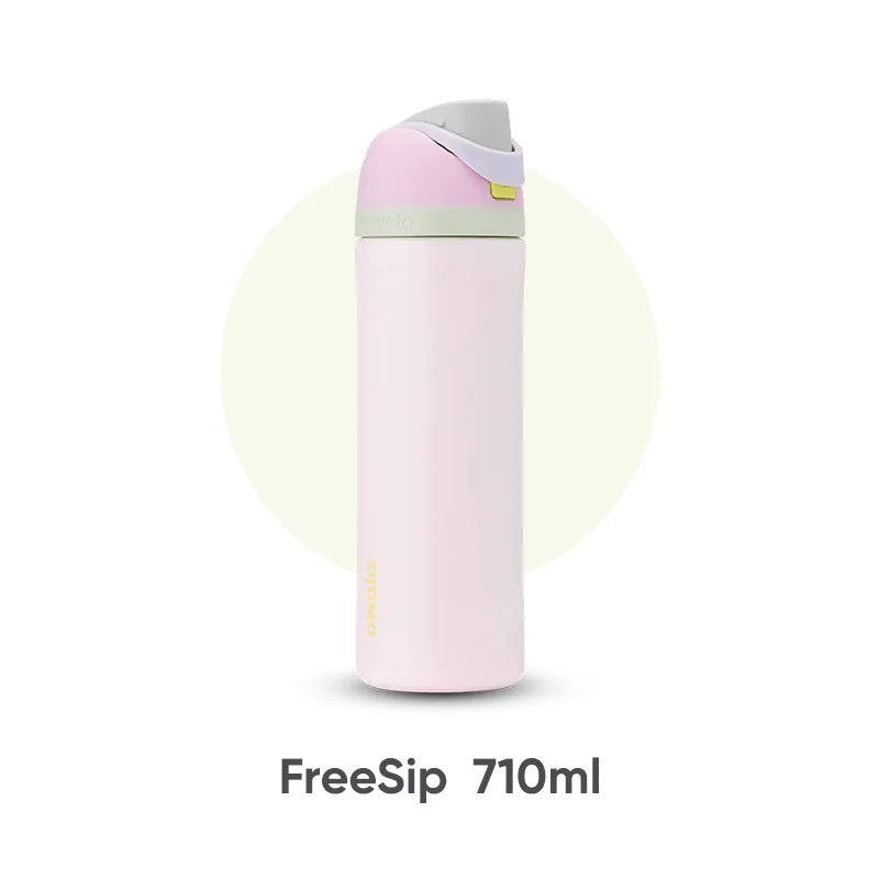 Pinkes FreeSip 710ml isoliertes Wasserflasche mit grauem Deckel