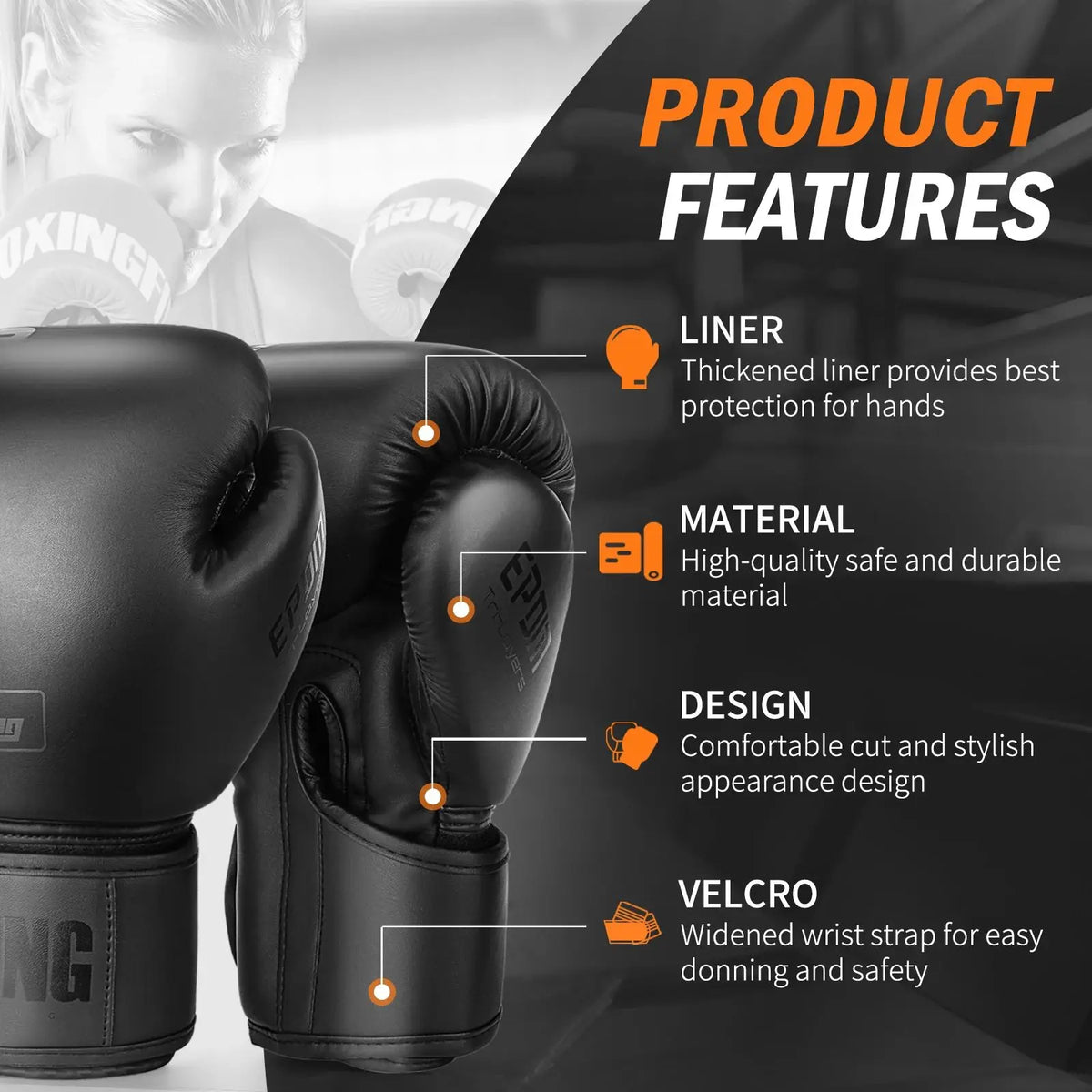 Professional PU Leather Boxing Gloves for Training and Sparring