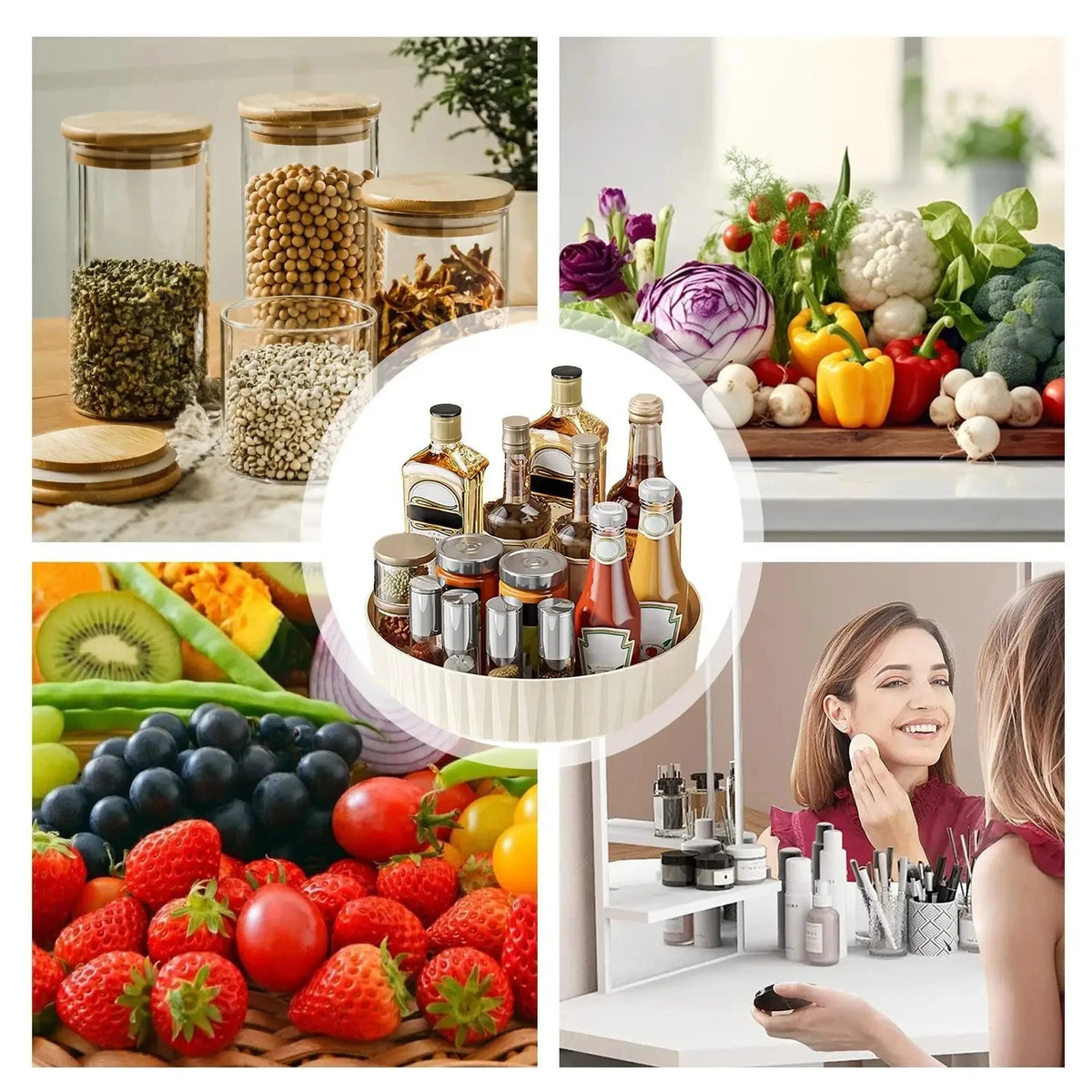 360° Rotating Acrylic Turntable Organizer for Spices, Condiments & More