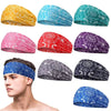 A collection of colorful sports headbands in various patterns and colors displayed against a white background.
