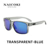 Transparent-blue NAICOKI spectacles featuring polarized lenses for men's driving.