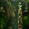 Dark green soccer jersey featuring a gold eagle design and Mexico team branding