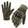A pair of olive green tactical sports gloves shown against a white background.