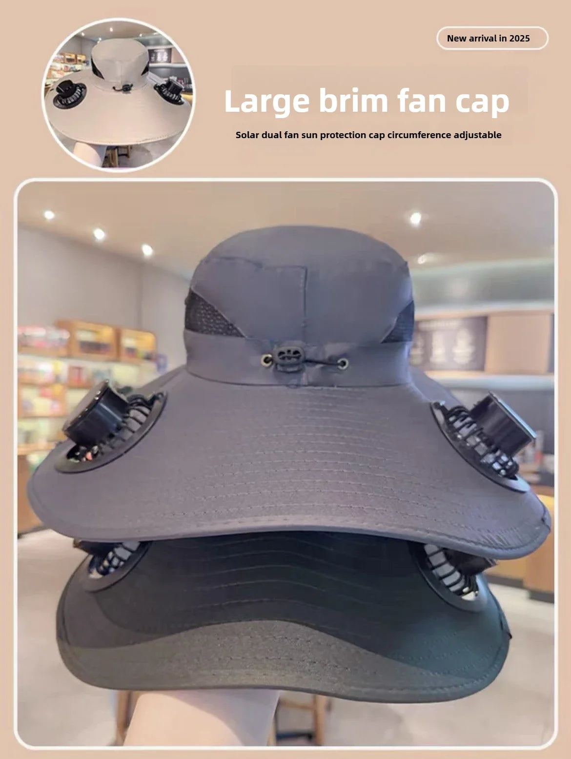 Solar-Powered Cooling Bucket Hat with USB Rechargeable Fan