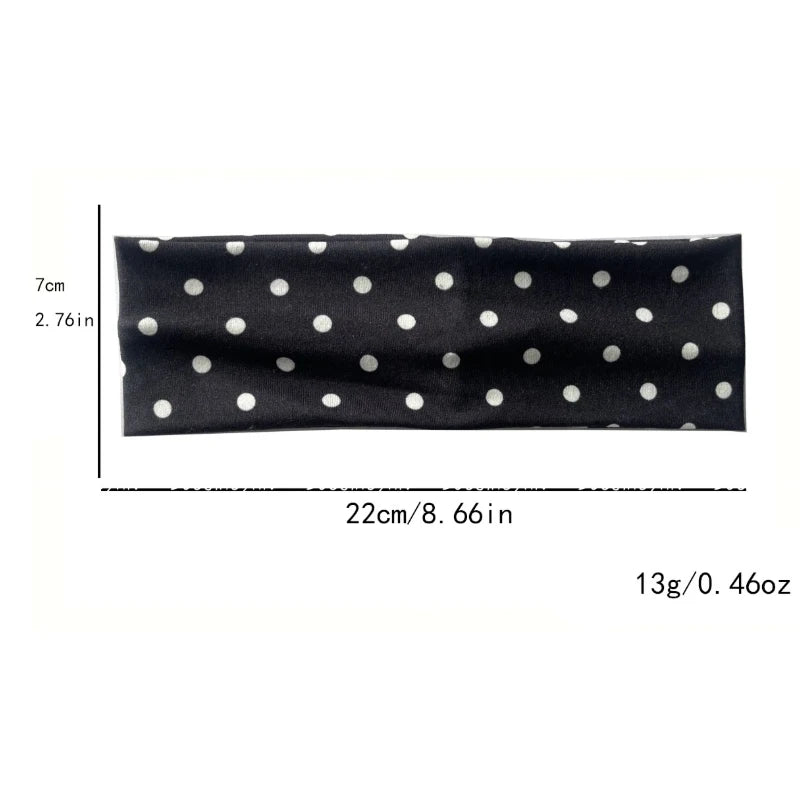 Schwarzes Polka-Dot-Stoff-Haargummi, 7 cm lang
