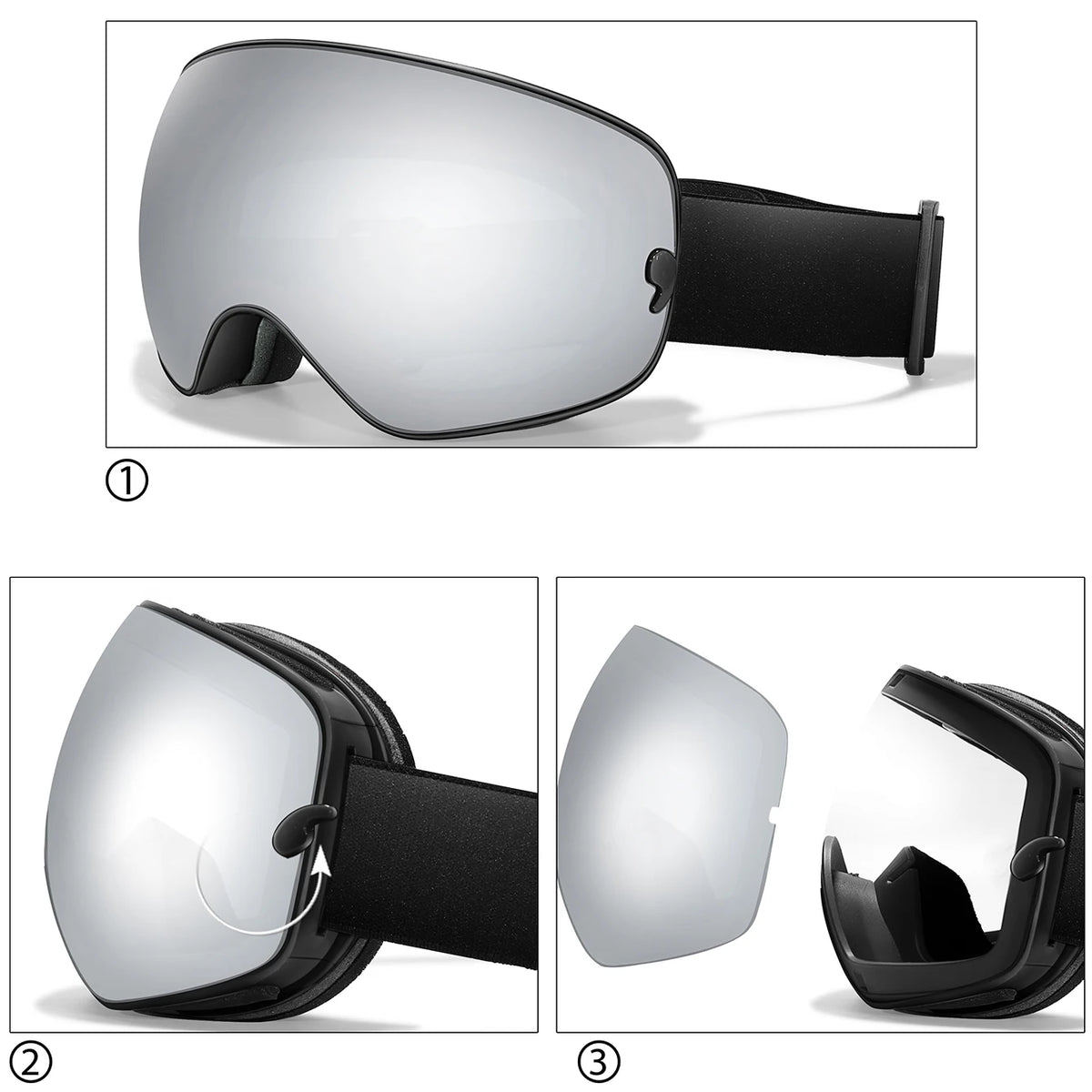 Outdoor Ski Goggles with Protective Case and Anti-Fog Lenses