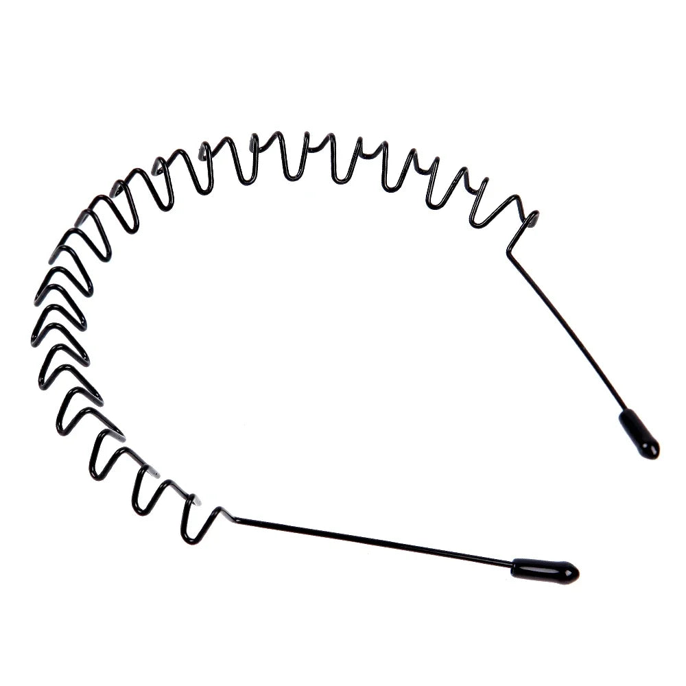 A black fashion metal hair band with a flexible wire design.