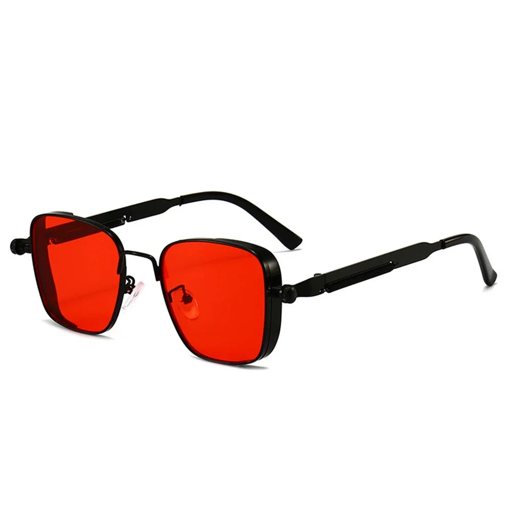 Vintage Steampunk Square Sunglasses with Metal Frame