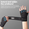 Black wristband and glove extending a wristband for secure fit on cycling or fitness workout gloves
