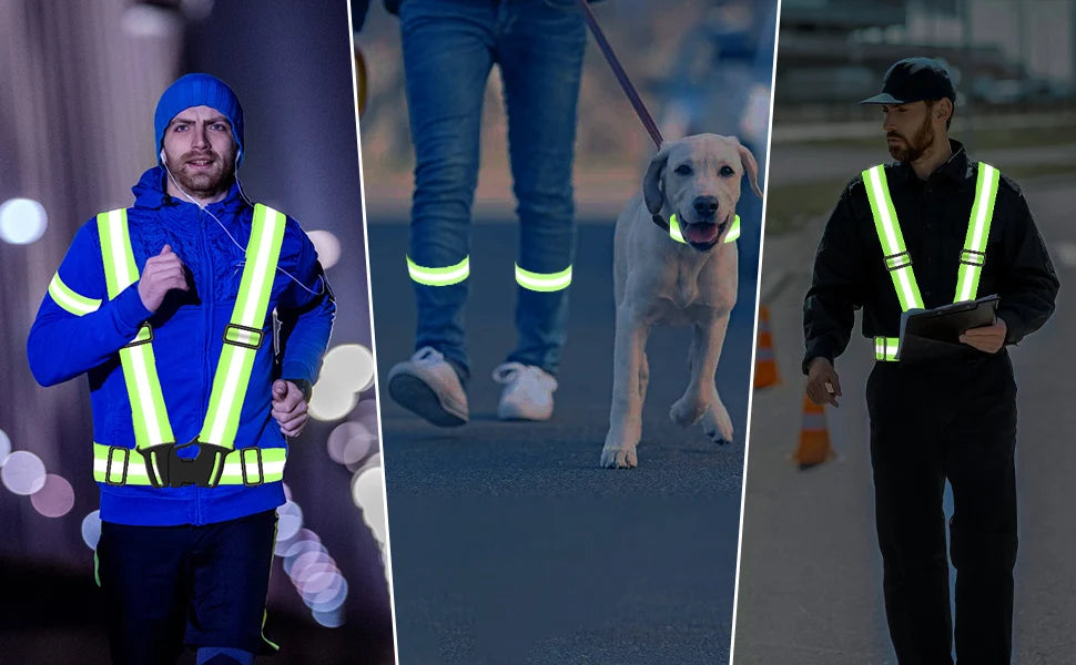 Adjustable High-Visibility Reflective Safety Vest with Wrist Straps