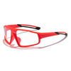 Red photochromic sports sunglasses with black accents shown against a white background.